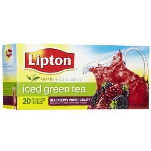 Lipton Family Size Iced Green Tea Bags, Blackberry Pomegranate, 20 ct
