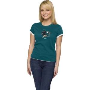  San Jose Sharks  Teal  Womens Logo Premier Too Layered 