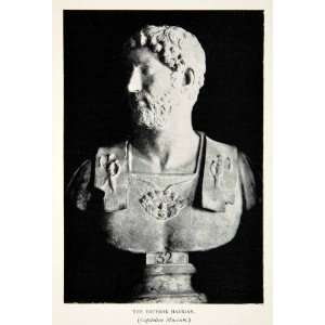  1908 Print Marble Bust Adrian Hadrian 14th Emperor Roman 