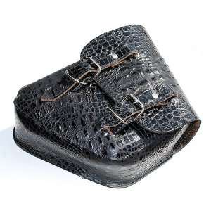   Harley Softail & Rigid Black Alligator Design Leather Left Saddle Bag