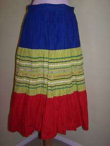Darling~Vintage Tiered Mexican Skirt~Handmade~Rick Rac  