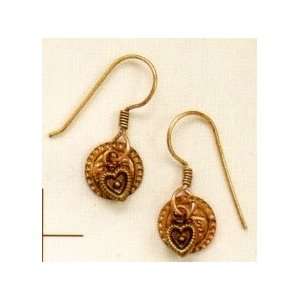 com Copper French Wire Earrings w/.25 in Copper Hearts, .375 in Coin 