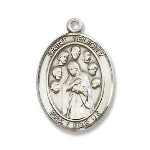 Sterling Silver St. Felicity Medal Pendant with 24 Stainless Steel 