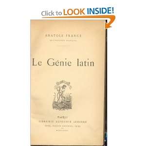  Le Genie Latin Anatole France Books