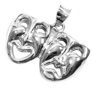 Sterling Silver Fine Happy and Sad Face Pendant Jewelry