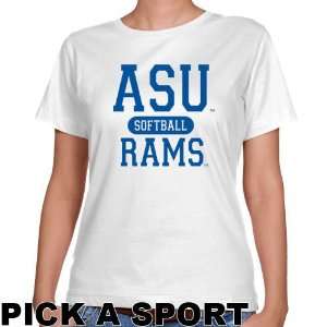  Angelo State Rams Ladies White Custom Sport Classic Fit T 