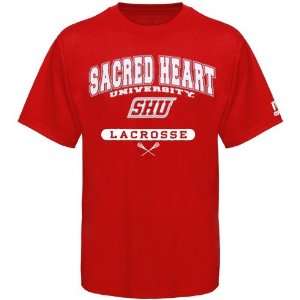  NCAA Russell Sacred Heart Pioneers Red Lacrosse T shirt 