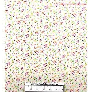 Rainbow Musical Notes on White Fabric Arts, Crafts 