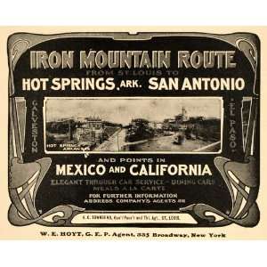  1904 Ad Iron Mountain Railroad Route Hot Springs Ark 