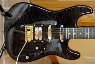 Toms Rear Routed Black Quilt top Strat