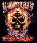 HELLRIDER RIDE WITH THE DEVIL SKULL FLAMES T SHIRT WS5