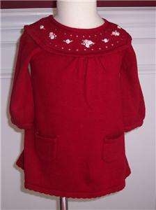 Janie and Jack Petit Rosette Red Knit Dress 3 6 Months  