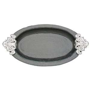 Arthur Court Fleur De Lis Glass and Metal Oblong Platter 