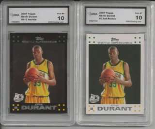2007 08 2 CARD LOT KEVIN DURANT TOPPS ROOKIE RC GEM 10  