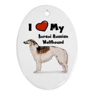  I Love My Borzoi Russian Wolfhound Ornament (Oval)