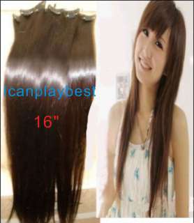 100% Human Hair 16 7 pcs Human Hair Clip On In Extensions #2, 100g