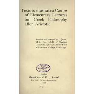   Lectures On Greek Philosophy After Aristotle James Adam Books