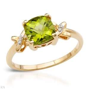 Yellow Gold 2.04 CTW Peridot and 0.01 CTW Accent Diamond Ladies Ring 