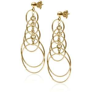  14k Yellow Gold Multi Circle Drop Earrings Jewelry