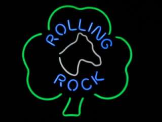 Rolling Rock Beer Promotional Shamrock Irish Bar Light Neon Bar Sign 