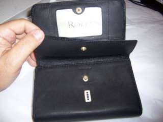 Rolfs Black Genuine Leather Wallet on a String  