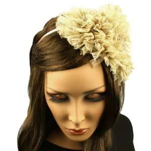  Fancy Ruffle Lace Sequins Satin Headband Head Piece 
