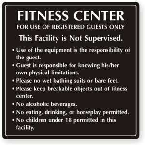  Fitness Center Rules Sign Indoor Engraved, 12 x 12 
