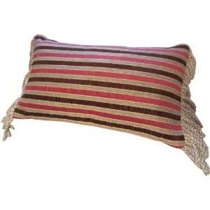   Striped Burgundy Beige Bolster Decorative Candy Pillow
