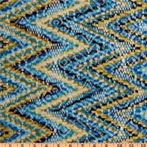 60 Wide Designer Chevron Lace Gold/Blue Fabric By The 