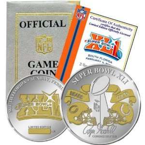  Super Bowl XLI Official 2 Tone Silver/Gold Flip Coin 