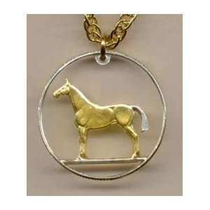    Beautifully Cut out & 2 toned Irish Horse coin Necklace Beauty