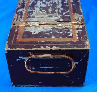   Old Vtg Bank Vault Safety Deposit Box 1900s Cash Strongbox  