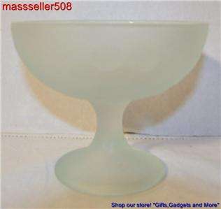 FROSTED GLASS STEMMED DESERT SHERBET CUPS FRUIT DISH  