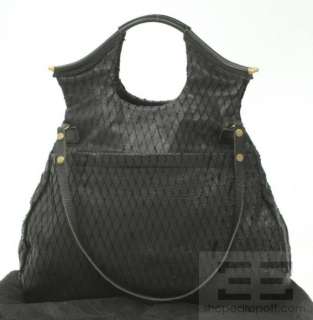 Jas M.B. Black Quilted Leather Fold Over Large Handbag  