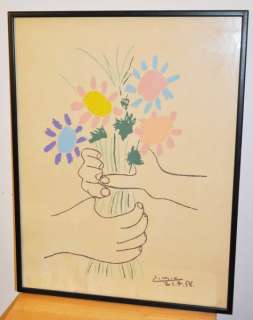Original Pablo Picasso Petite Fleurs 1958 Signed Framed Lithograph 
