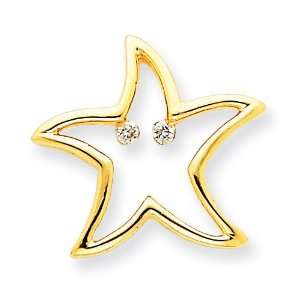  14k Yellow Gold Diamond Star Fish Pendant Jewelry