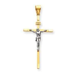  14k Two tone Gold INRI Crucifix Cross Pendant Jewelry