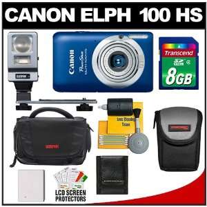  Canon PowerShot 100 HS Digital Elph Camera (Blue) with 8GB 