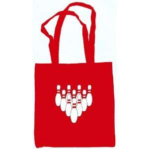  Bowling 100% Cotton Canvas Tote Bag Red 