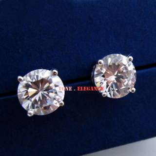   white gold GF SWAROVSKI crystal simulated diamond stud womens earrings