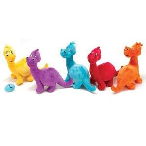  Set Of 5 Colorful Plush 11 Dinosaur Animals With 