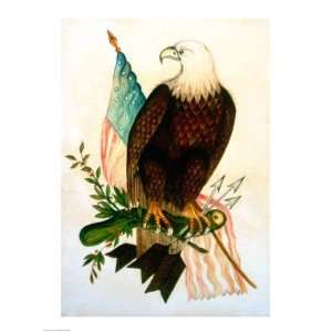  Bald eagle with flag   Poster (18x24)