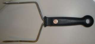 REVERE WARE LARGE MEAT FORK WITH COPPER MEDALLION  