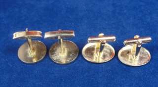 Lot of 2 Vintage Mens Art Deco Gold Round & Oval Lucite Cufflinks 