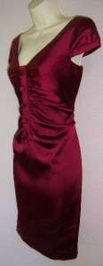   TRACY Wine Plum Red Stretch Satin Holiday Cocktail Party Dress 10 10P