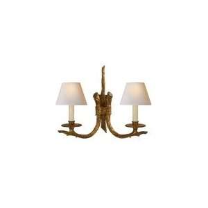 Chart House EFC Organic Two Light Sconce in Gilded Iron with Natural 
