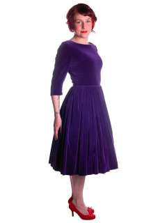 Vintage Dress Full Skirt Grape Purple Velvet 1950s 37 26 Free  