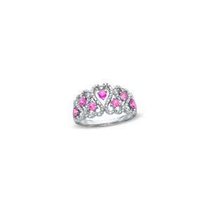 ZALES Lab Created Pink Sapphire and Diamond Accent Swirl Heart Ring in 