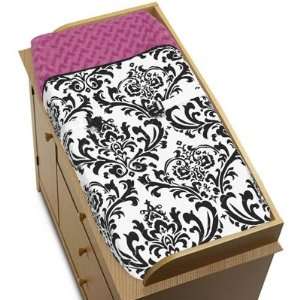  Hot Pink, Black and White Isabella Baby Changing Pad Cover 