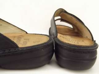 Womens shoes black leather Finn Comfort 38 7 7.5 M slide sandal 